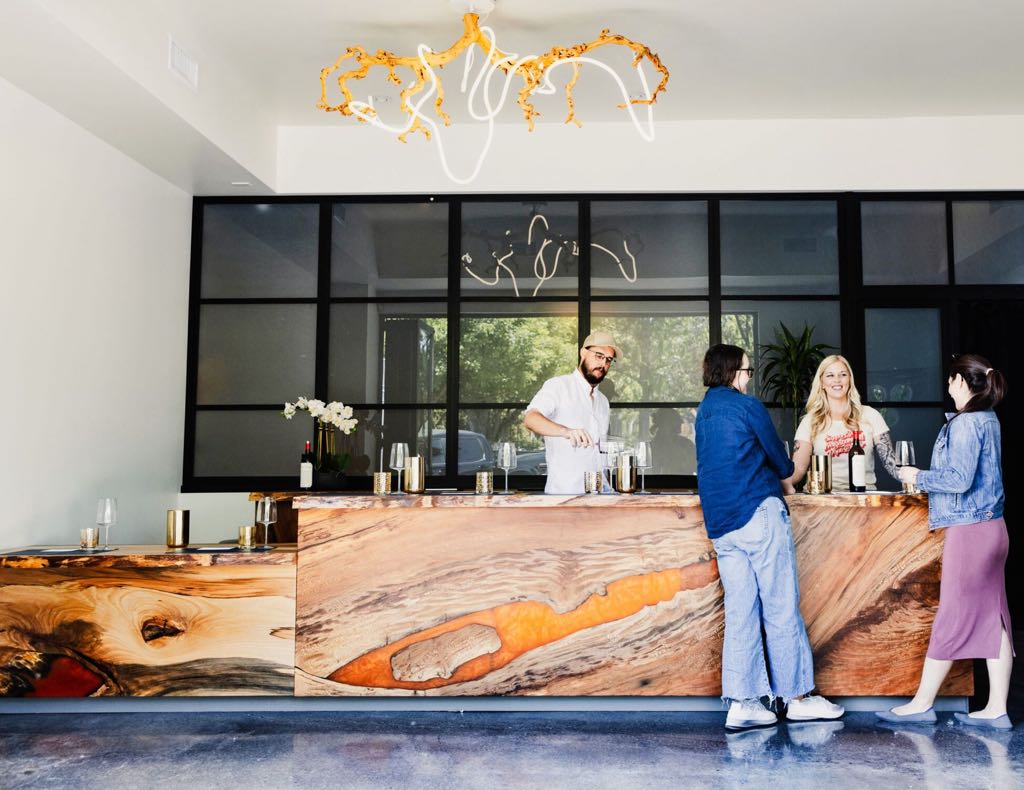 The tasting bar at Hope on Park, with people at the counter